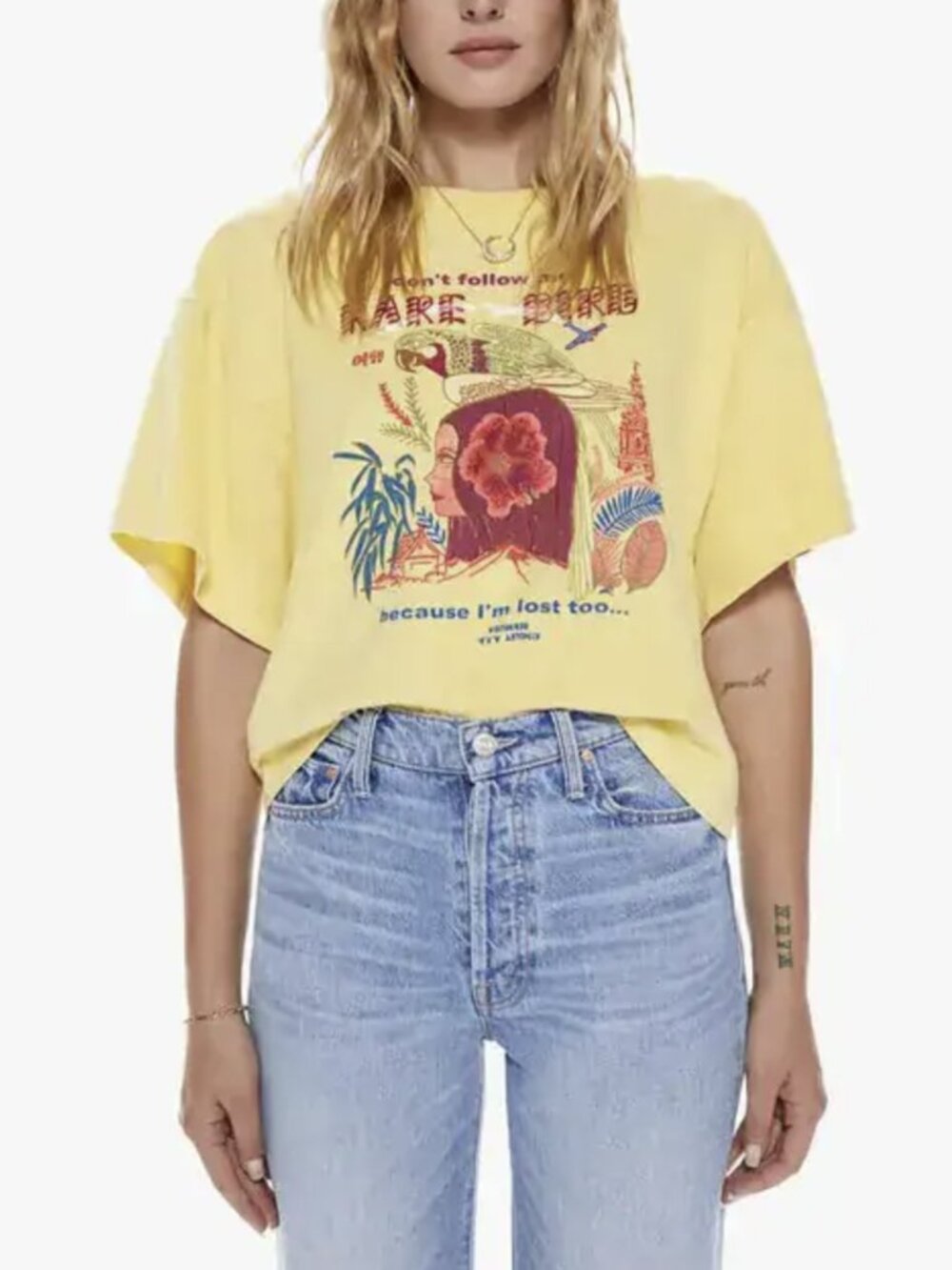 Mother The Wingman I'm Lost Too Tee Shirt Don't Follow Me Rare Bird Yellow Small